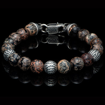 William Henry SEASIDE RED OBSIDIAN Bead Bracelet for Men with Sterling Silver
