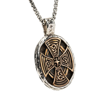 Bronze and Silver CELTIC CROSS MEDALLION Mens Pendant Necklace from Petrichor by Keith Jack