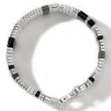 John Hardy Mens Colorblock Bracelet Black Onyx Stone and Sterling Silver Square Bead - Top View