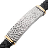 SLEDGE HAMMER Mens Bracelet in Black Leather and Stainless Steel - Close-up