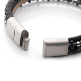 SOUTHERN CROSS Triple Strand Mens Bracelet with Hematite and Black Leather - Clasp View