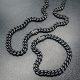 MARMONT CHAIN Black Steel Curb Link Necklace for Men with Black Diamonds - with Marmont Bracelet