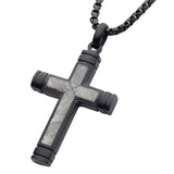 METEOR CROSS Black Stainless Steel Cross Necklace for Men