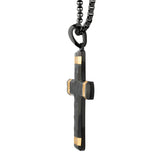 ORNAMENTAL CROSS GOLD Steel Black Metal Cross Necklace for Men with Diamonds - Side View