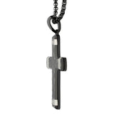 ORNAMENTAL CROSS BLACK Steel Cross Necklace for Men with Diamonds - Side View