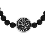 SAINT CHRISTOPHER BEAD BRACELET Silver and Onyx Mens Bracelet by King Baby - Close-up View