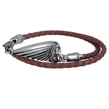 INDIAN MOTORCYCLE Chief Double Wrap Brown Leather Bracelet by King Baby