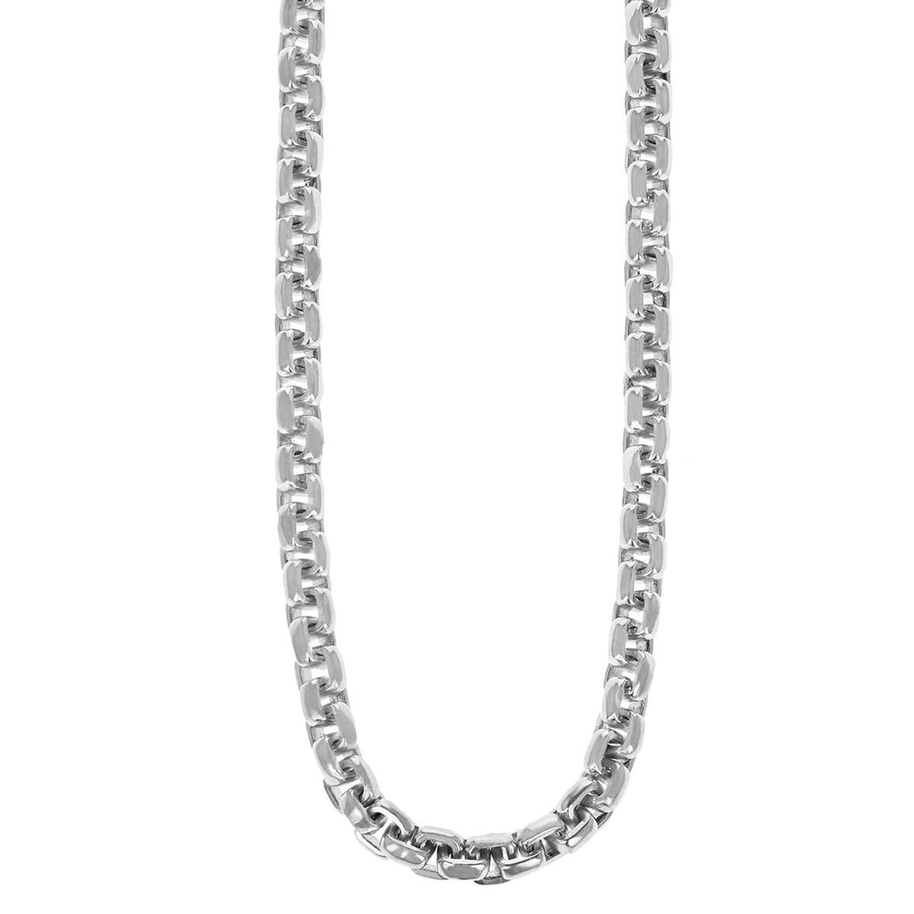 King Baby ROUNDED BOX CHAIN Necklace for Men in Sterling Silver