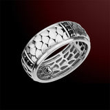 PLATEMAIL RING Scott Kay Sterling Silver Mens Band Ring with Black Sapphires