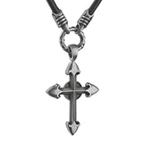 A TEMPLAR KNIGHT CELTIC CROSS Pendant for Men - with Black Leather Warrior Necklace