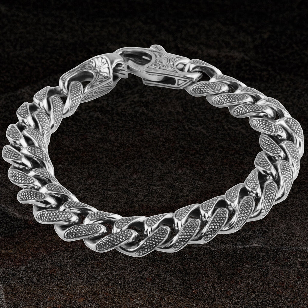 Men's Heavy Silver Chain Detail Bracelet