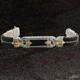 Konstantino PERSEUS ONYX ID Bracelet for Men in Silver 18k Gold and Leather