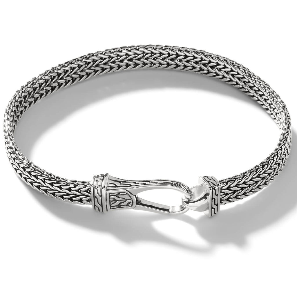 John Hardy Mens Rata Hook Clasp 6mm Bracelet in Sterling Silver