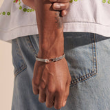 Model Wearing John Hardy Mens Hook Clasp Classic Link 6mm Bracelet in Sterling Silver