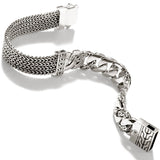 John Hardy Mens Classic Dual Style Link Bracelet in Sterling Silver - Full View