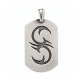 DOUBLE STING SNAKE CURVE DOG TAG PENDANT in SILVER - Front View
