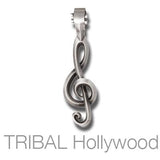Treble Clef Passion for Music Mens Necklace Pendant by Bico Front View