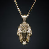 William Henry 18K GOLD SUGAR SKULL Mens Necklace with Gold Chain