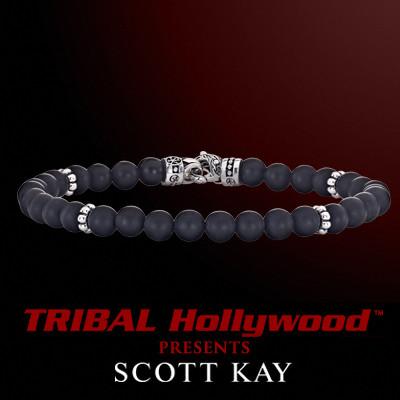 BLACK ONYX Thin Width Beaded Bracelet by Scott Kay