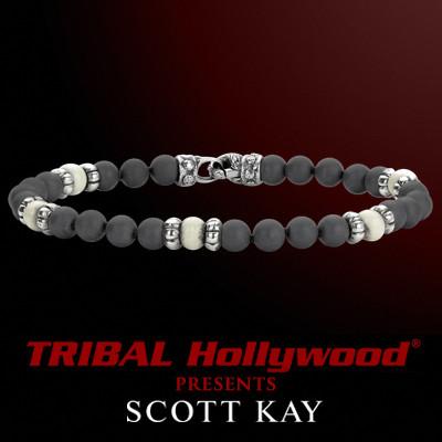 HEMATITE WITH WHITE BONE Bead Bracelet by Designer Scott Kay