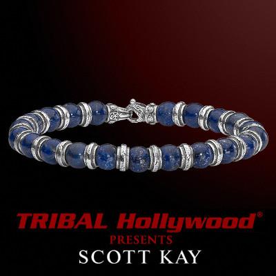 ALTERNATING BEAD Blue Lapis and Sterling Silver Bead Bracelet for Men by Scott Kay