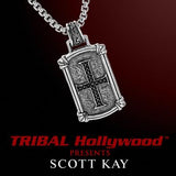 BLACK SAPPHIRE CROSS DOG TAG Sterling Silver Chain Necklace by Scott Kay