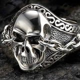 UnKaged Sterling Silver SKULL RING with Chained Eyes - Scott Kay Mens Jewelry Style Close-up