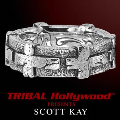 HAMMERED CROSS Band Ring by Scott Kay Men's Sterling Silver