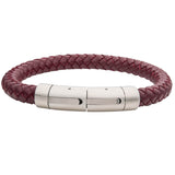 MERLOT Burgundy Red Braided Leather Bracelet for Men - Back View