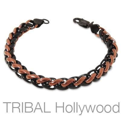 JITTERBUG Black and Cappuccino Stainless Steel Twist Bracelet