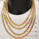 ARTIFICE GOLD Mens Bevel Edge Curb Chain in 18K Gold Plate - Measurements