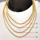 ROYALE GOLD Mens Diamond Cut Curb Chain in 18K Gold Plate - Measurements