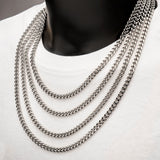 CASBAR Mens Miami Cuban Chain in Stainless Steel - All Sizes