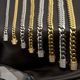 GOLD DIAMONDBACK 10mm Miami Cuban Link Mens Chain in Gold Steel - Full Collection