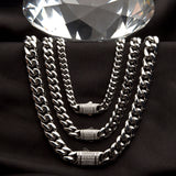 DIAMONDBACK 10mm Miami Cuban Link Mens Chain in Stainless Steel - Available Widths