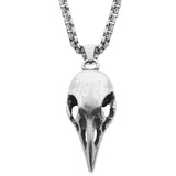 CORVUS Crow Skull Pendant Necklace for Men in Stainless Steel - Front View