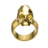 ANCIENT SKULL GOLD Steel Mens Ring with Rugged Skull Design