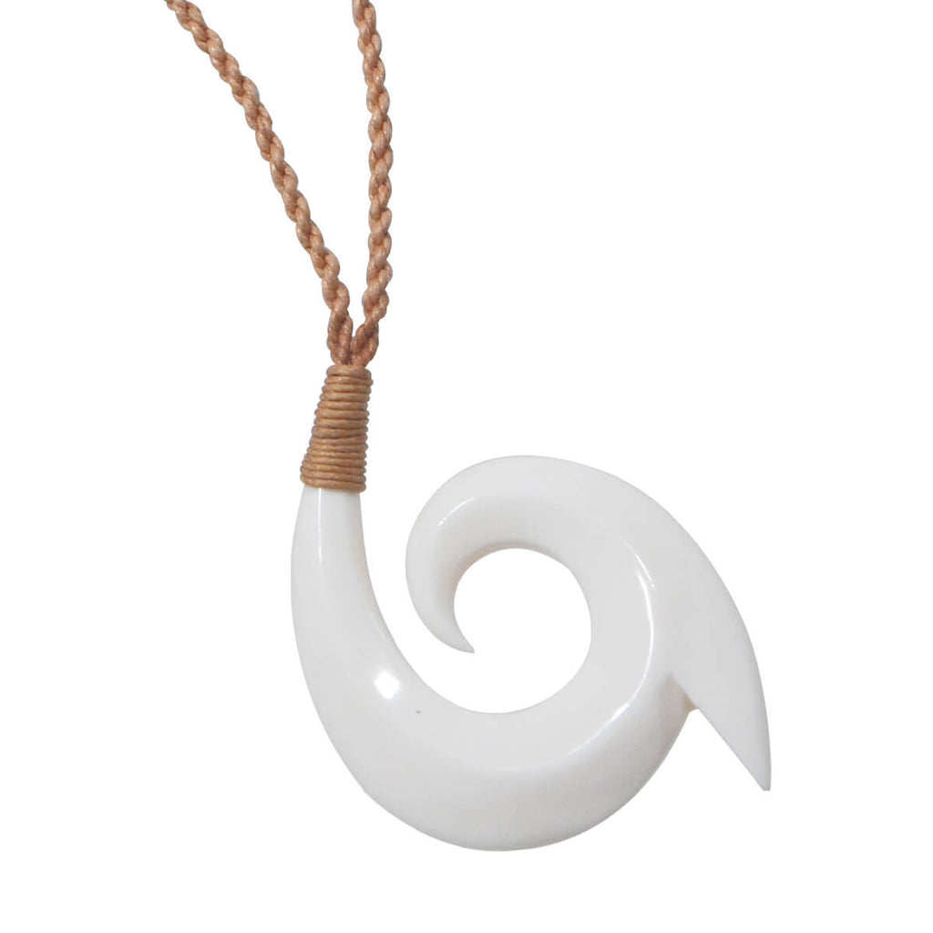 Maori Hei Matau New Zealand Fish Hook Bone Necklace Choker With