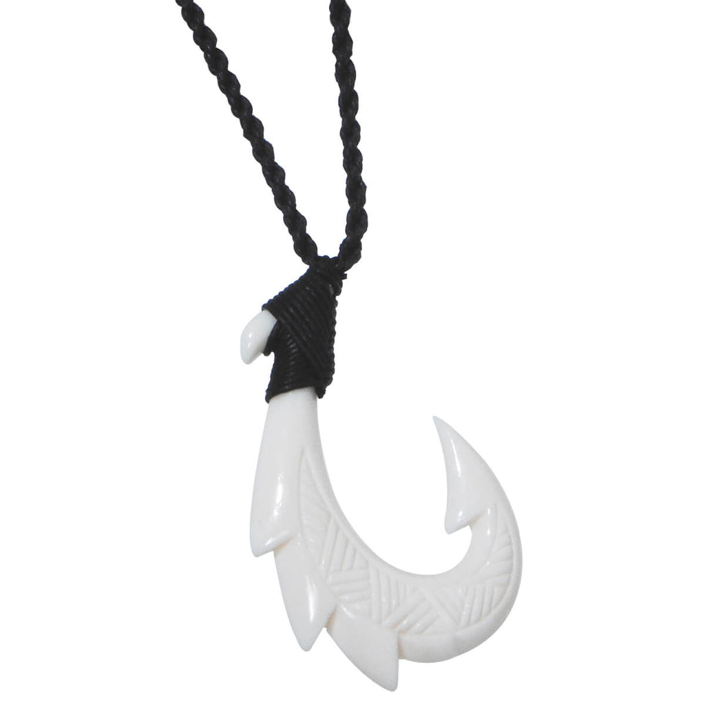 Hei Matau Triple Barb Bone Fishhook Rope Necklace