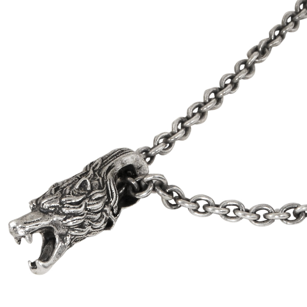 Braided Leather Necklace with Bronze Ferocious Wolf Heads