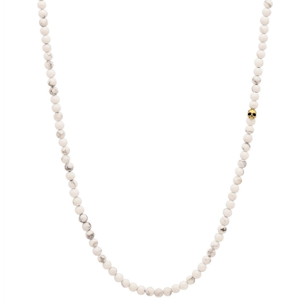John Varvatos HOWLITE BEAD NECKLACE for Men with White Stone Beads