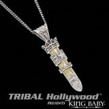 King Baby 38 SPECIAL STAR FLAG BULLET Sterling Silver Mens Necklace