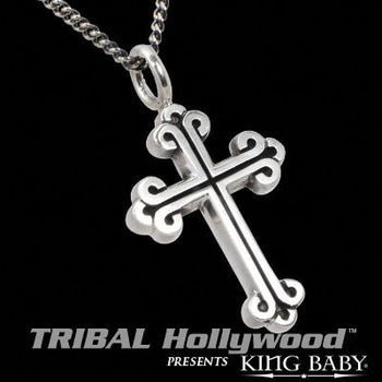 King Baby Studio LARGE CROSS Necklace for Men in Sterling Silver