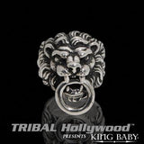 LIONS HEAD Sterling Silver Knocker Mens Ring by King Baby