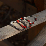 RED GLASS AND HEMATITE BEAD Bracelet for Men by King Baby