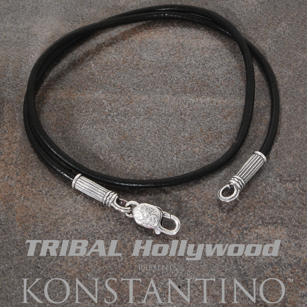 Konstantino LEATHER CORD Mens Necklace with Sterling Silver Clasp