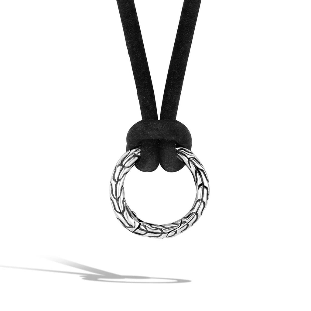 John Hardy Men's Leather Necklace with Sterling Silver Connector Loop
