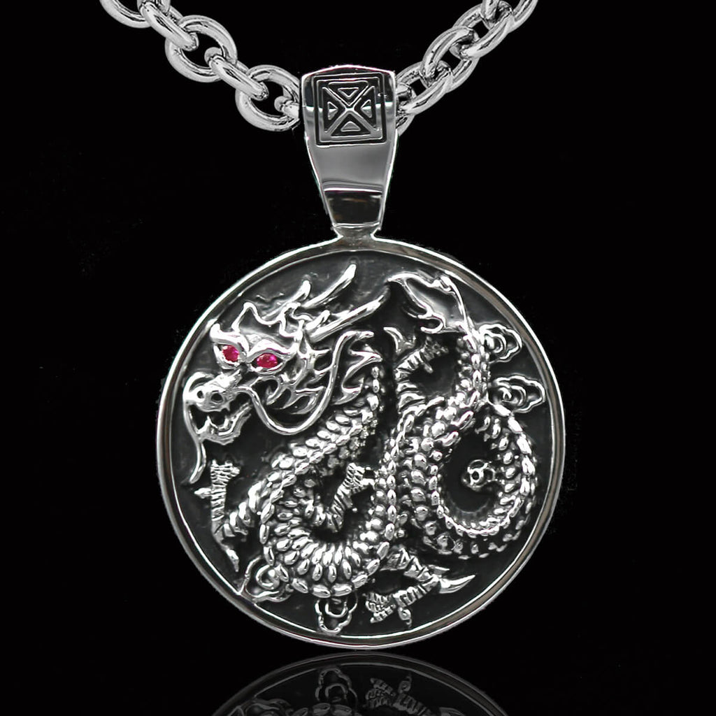 Sterling Silver dragon pendant. Chinese dragon charm necklace, fast free  shipping, Mythology jewelry. - Jewelry Network Inc