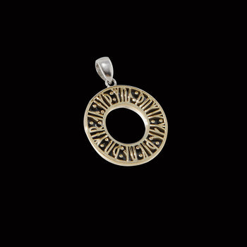 GOLD NORSE RUNES MEDALLION Silver Mens Chain Pendant by Keith Jack