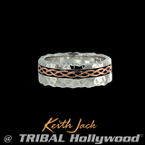 HAMMERED CELTIC RING Silver and 10k Gold Keith Jack Eternity Mens Ring
